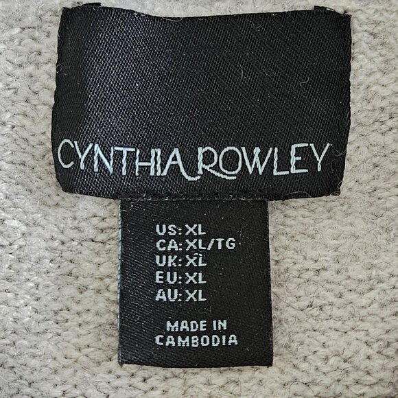 Cynthia Rowley Sweater Womens L Gray LS Shawl Collar Cottagecore Wool Blend Soft - Picture 3 of 12